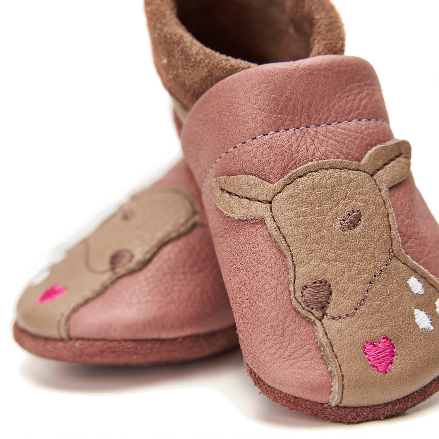 Orangenkinder - Desi-Reh - Kleinkinder Krabbelschuhe - Braun/Rosa – Bild 4
