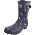 Rajn - Dogs Mid - Damen Gummistiefel mit Hundemotiv - Dunkelblau (Navy)