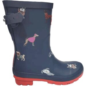 Rajn - Dog Mid - Damen Gummistiefel mit Hundemotiv - Dunkelblau/Rot (Navy)