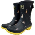 Rajn - Dog Mid - Damen Gummistiefel mit Hundemotiv - Schwarz/Gelb (Black/Yellow)