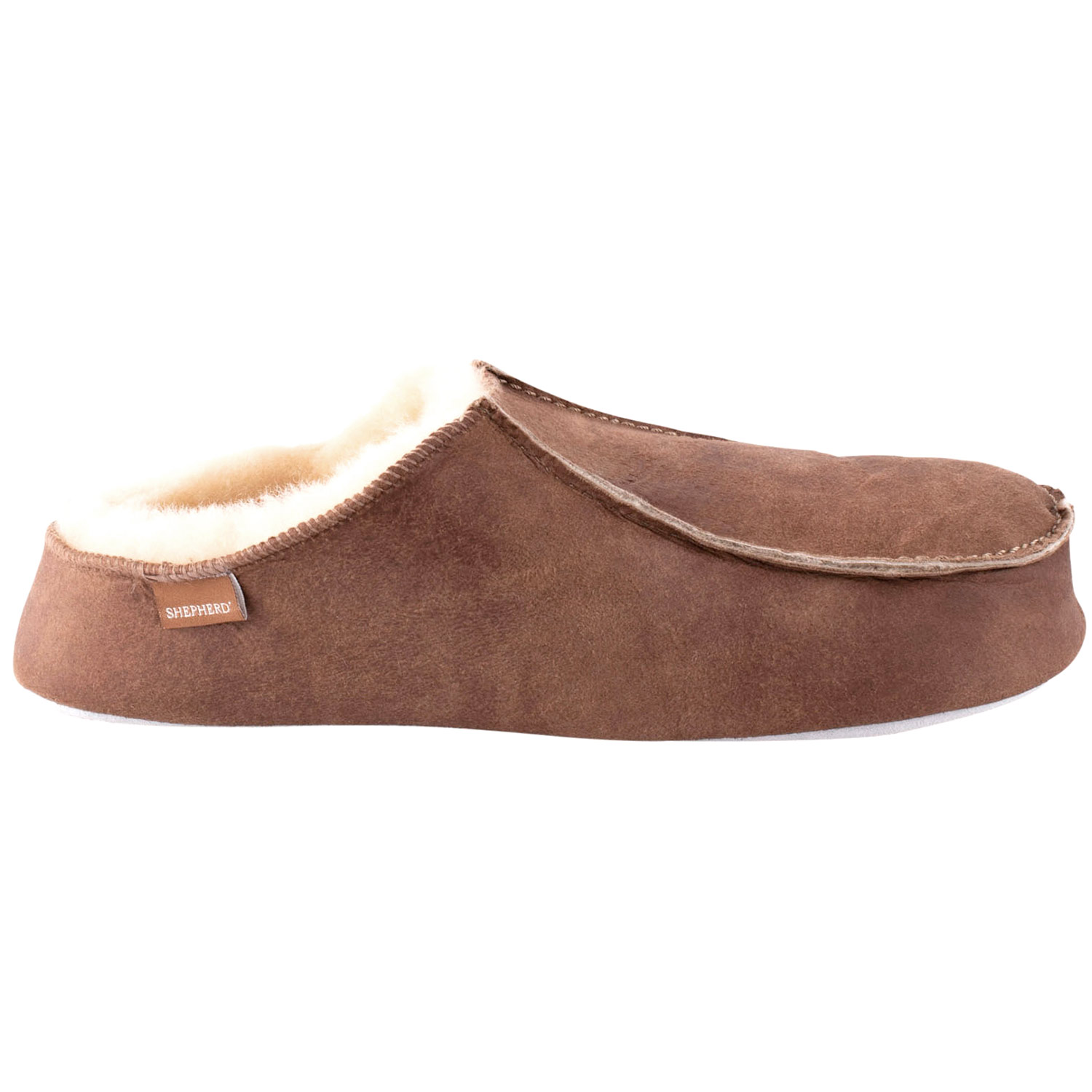 Shepherd - Birro - Herren Lammfell-Pantoffel mit Ledersohle - Braun (Antique Cognac)