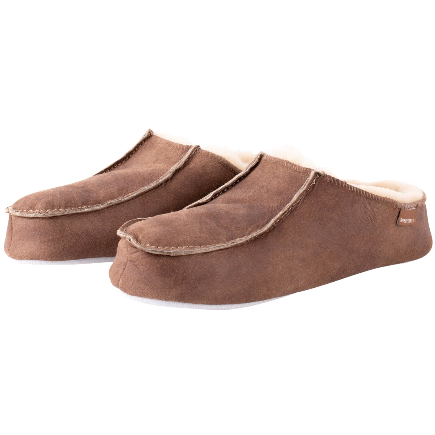 Shepherd - Birro - Herren Lammfell-Pantoffel mit Ledersohle - Braun (Antique Cognac) – Bild 4
