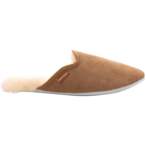 Shepherd - Cleo - Damen Lammfell-Pantoffel mit Ledersohle - Braun (Chestnut)