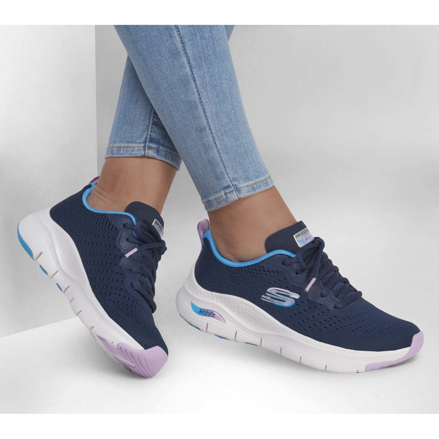 Skechers - Arch Fit Infinity Cool - Damen Support Sneaker - Dunkelblau (Navy/Multi) – Bild 5