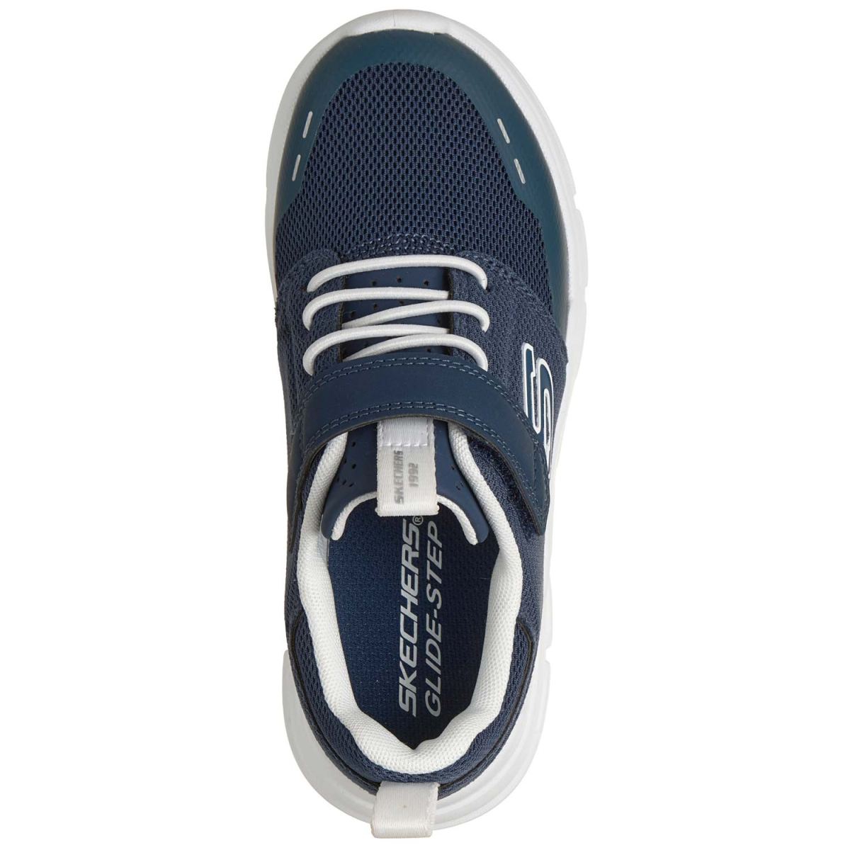 Skechers - Glide-Step Flow - Kinder Sneaker mit Klettverschluss - Dunkelblau/Weiß (Navy/White) – Bild 4