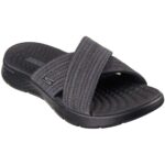 Skechers - Go Walk Flex Sandal - Impressed - Damen Cross Slide-Sandale - Schwarz (Black/Grey)