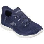 Skechers - Slip-ins Summits - Classy Night - Damen Komfort-Schlupfschuhe - Dunkelblau (Navy/Silver)