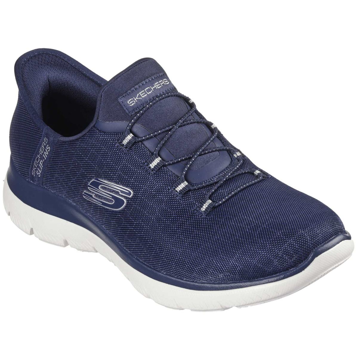 Skechers - Slip-ins Summits - Classy Night - Damen Komfort-Schlupfschuhe - Dunkelblau (Navy/Silver)