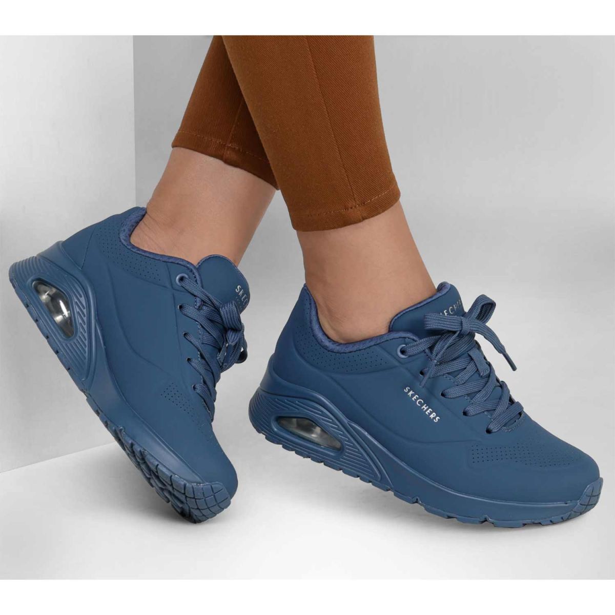 Skechers - Uno - Stand on Air - Damen Fashion-Sneaker in Monochrom - Blau (Blue) – Bild 6