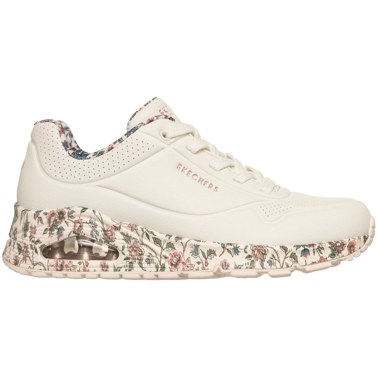 Skechers - Uno - Safari Time - Damen Fashion-Sneaker mit Blumenprint - Cremeweiß (White/Multi) – Bild 2