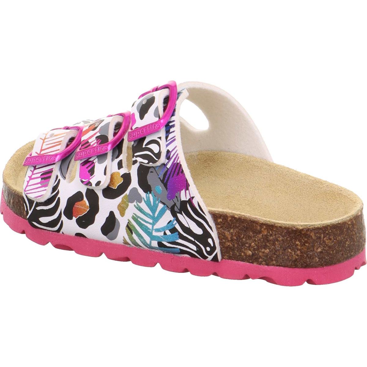Superfit - Fussbettpantoffel - Mädchen Pantolette mit Muster - Weiß/Mehrfarbig – Bild 4