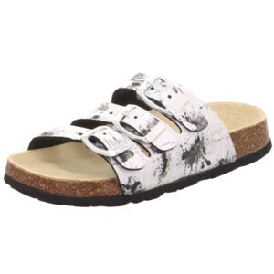 Superfit - Fussbettpantoffel - Mädchen Pantolette mit Glanz - Weiß/Mehrfarbig
