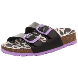 Superfit - Fussbettpantoffel - Mädchen Pantolette in Lack-Optik - Schwarz/Lila