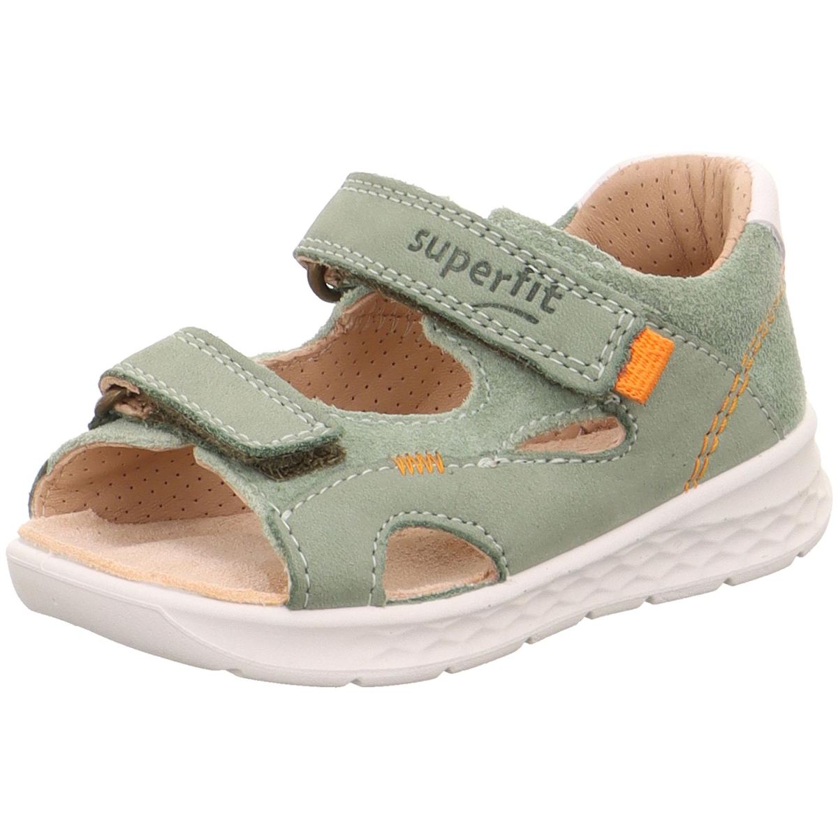 Superfit - Lagoon - Kleinkinder Klett-Sandale aus Leder - Hellgrün/Orange