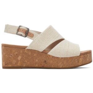 Toms - Claudine - Damen Slingback Keilsandale - Beige (Natural Metallic Linen)