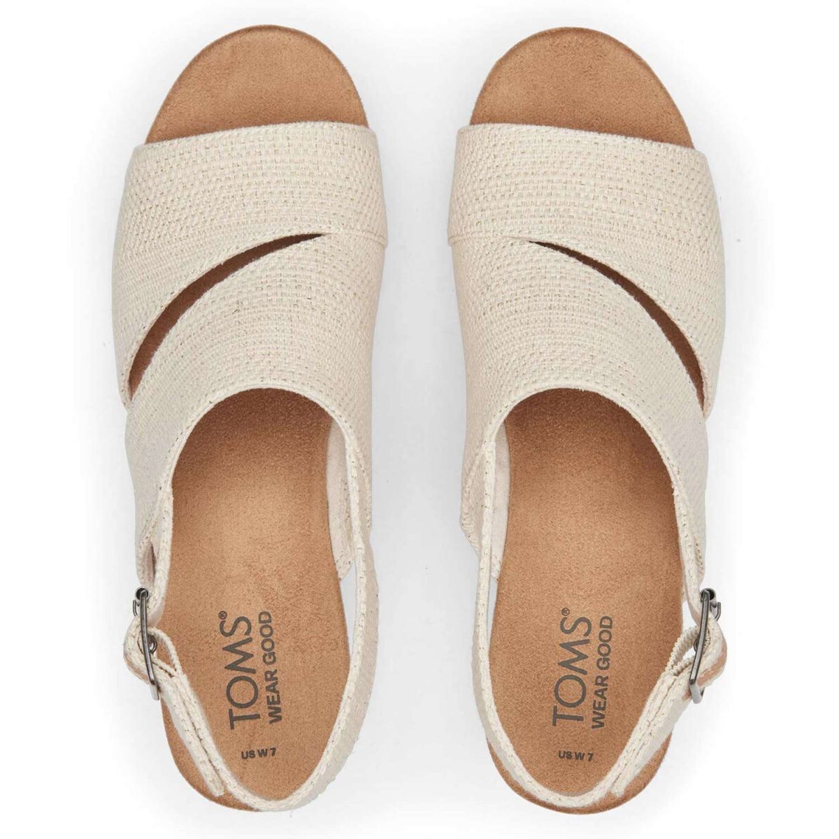 Toms - Claudine - Damen Slingback Keilsandale - Beige (Natural Metallic Linen) – Bild 3