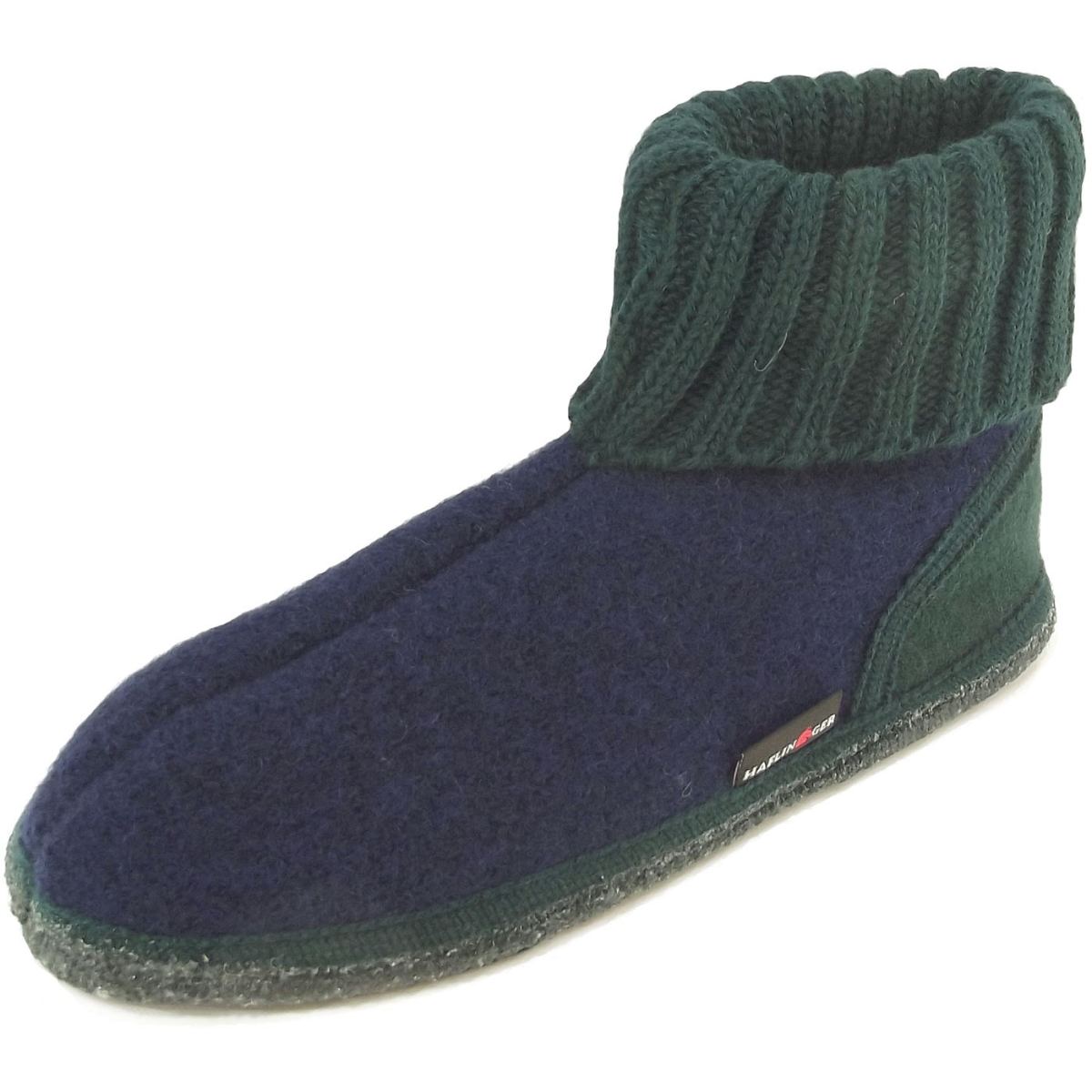 Haflinger - Karl - Unisex Hüttenschuhe - Ozeanblau/Tannengrün
