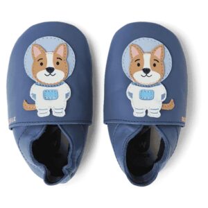 Bobux - Soft Sole Astro Pup - Baby Krabbelschuhe mit Hund-Motiv - Blue Indigo