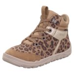 Superfit - Gore-Tex Barefit Walderi Schnürer - Mädchen Barfußschuh mit Fleecefutter - Braun/Leopard